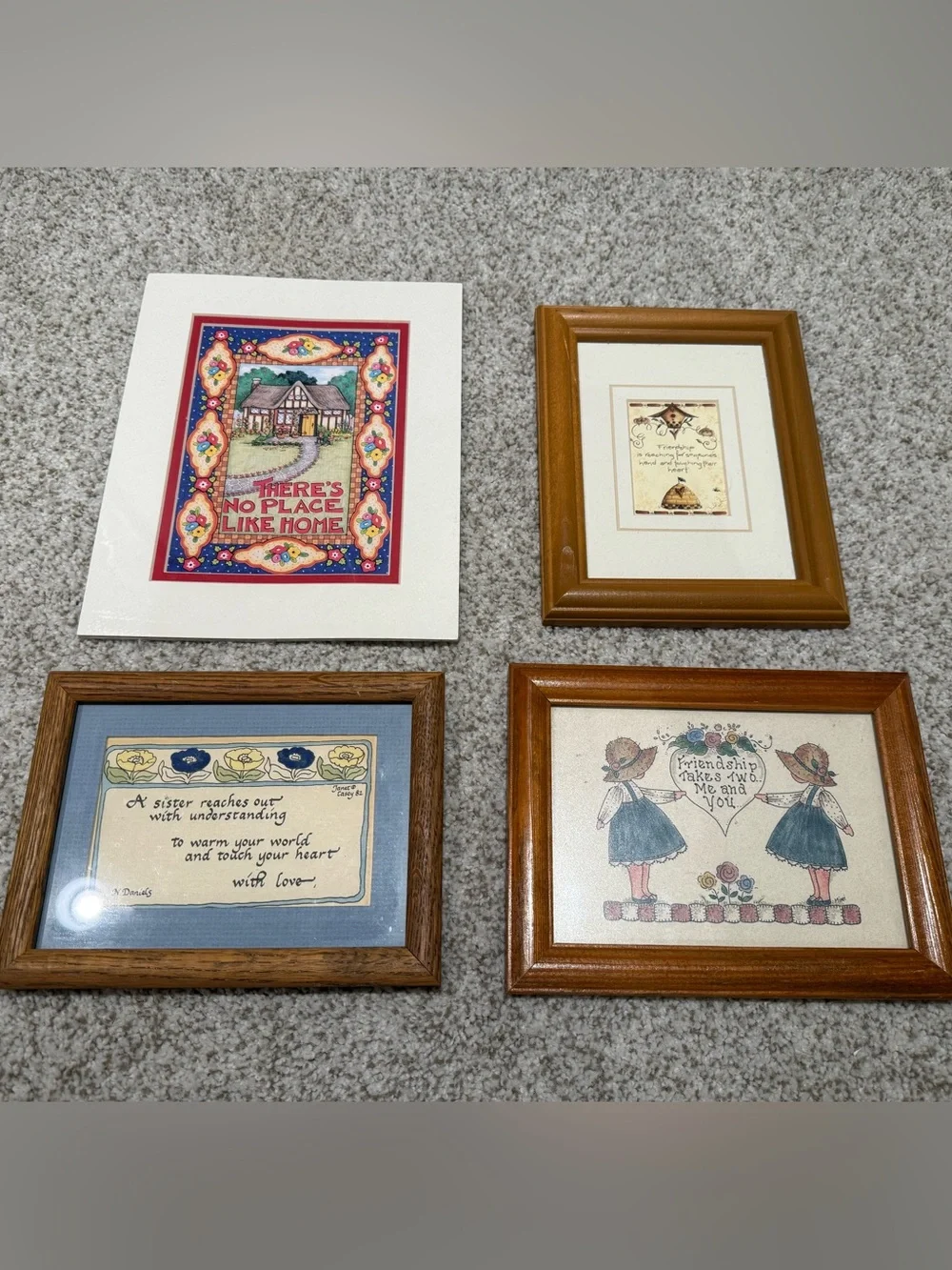 Vintage Cottagecore Framed Art Prints Sisterhood Friendship House Blessing Set